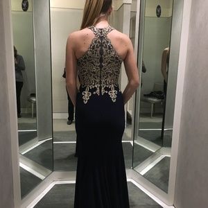 Blue and Gold Prom Dress